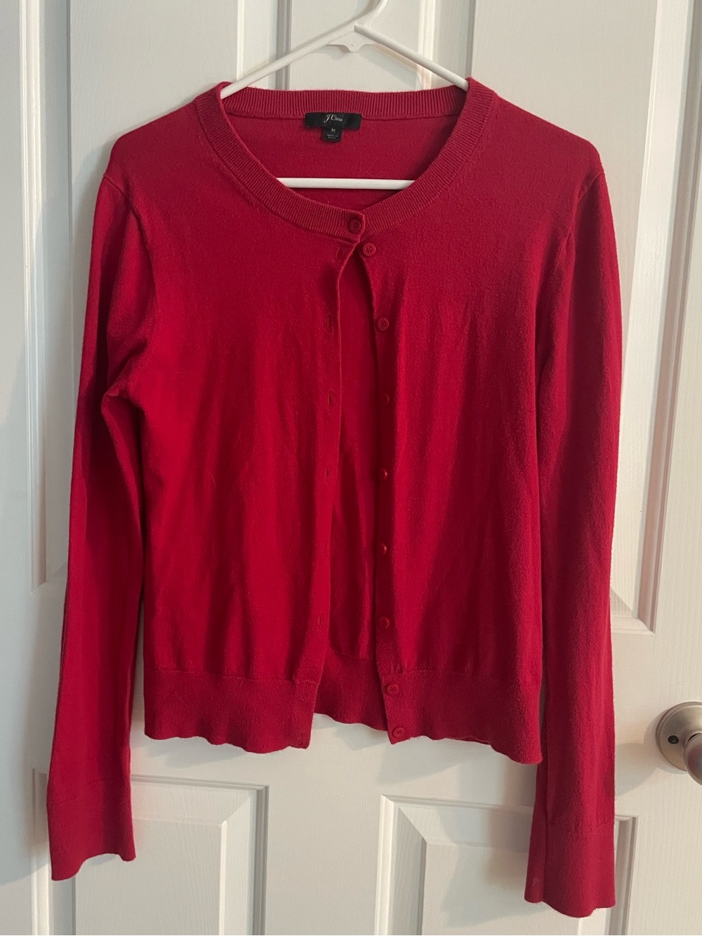 J. Crew Women's Red Button-Front cardigan